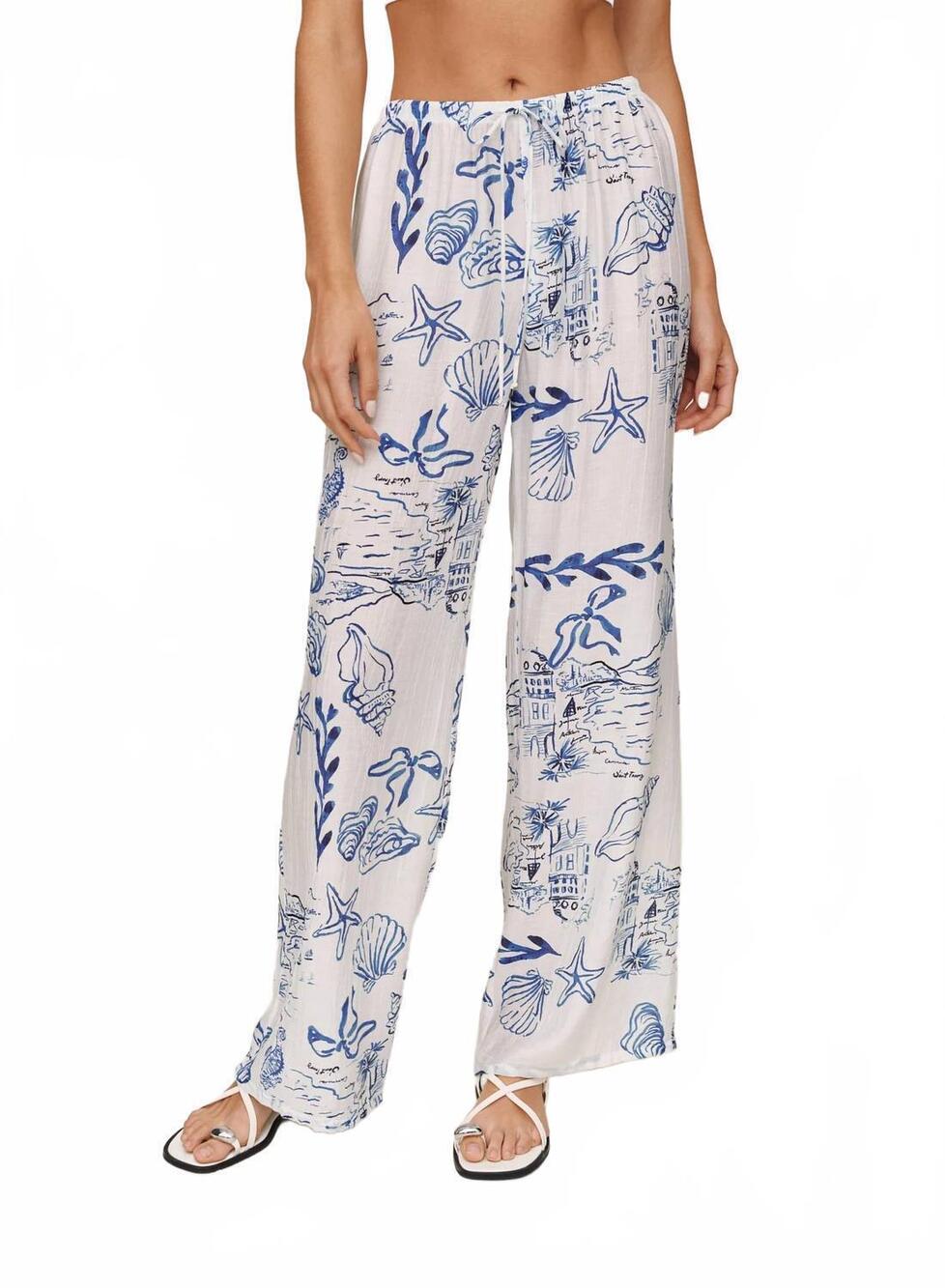 NEW BELLA DAHL women's wide leg beach pants in riviera print